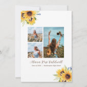 Sunflower Afstuderen Invitation, Foto Afstudeerder Kaart (Achterkant)