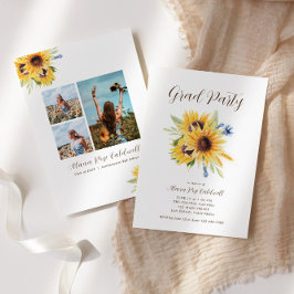 Sunflower Afstuderen Invitation, Foto Afstudeerder Kaart