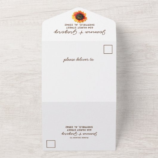 Sunflower All in One Wedding Invitation All In One Uitnodiging (Buitenkant)