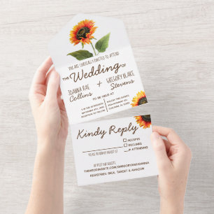Sunflower All in One Wedding Invitation All In One Uitnodiging