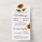 Sunflower All in One Wedding Invitation Uitnodiging (Binnen)