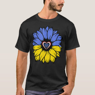 Sunflower American Oekraïne Heart Flag I Stand Wit T-shirt