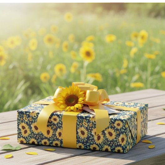 Sunflower and Foliage Pattern Gift Wrap Paper Cadeaupapier