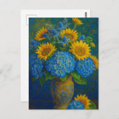 Sunflower and Hydrangea Postcard Briefkaart (Voorkant / Achterkant)