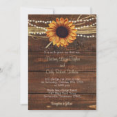 Sunflower and Lights Wood Wedding Invitation Kaart (Voorkant)