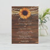 Sunflower and Lights Wood Wedding Invitation Kaart (Staand voorkant)