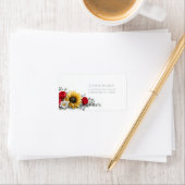 Sunflower and Red Rose Floral Address Label (Insitu)