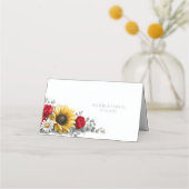 Sunflower and Red Rose Floral Wedding Place Card Plaatskaartje (Achterkant)