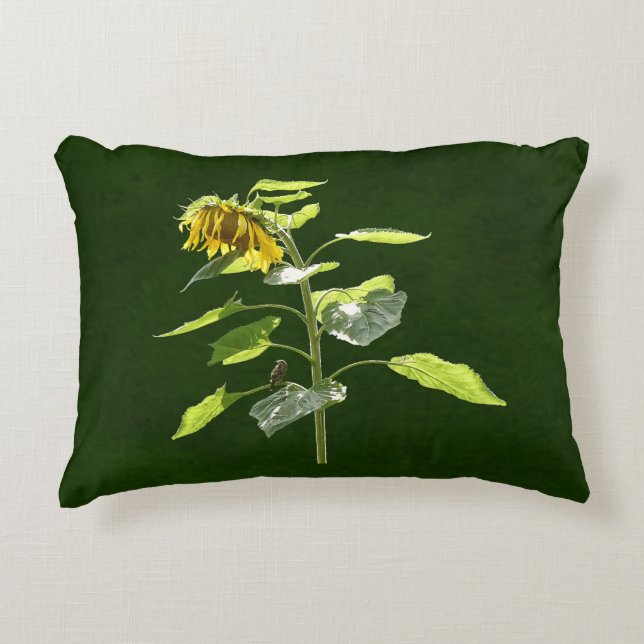 Sunflower and Sparrow Accent Kussen (Voorkant)