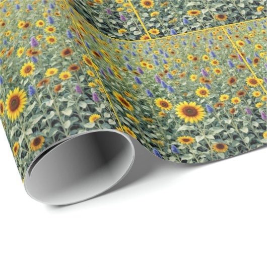 Sunflower and Wildflower Field Cadeaupapier (Rol Hoek)