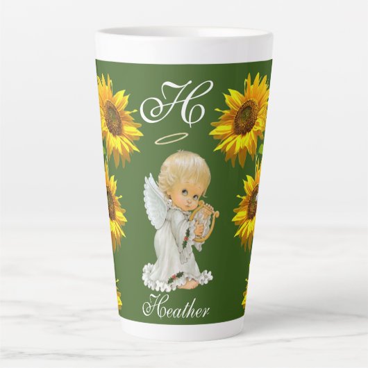 Sunflower Angel Floral Latte Mok (Voorkant)