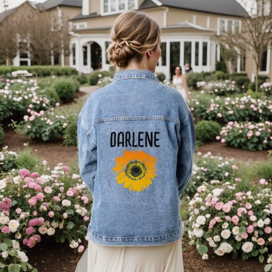 SUNFLOWER ART gepersonaliseerde denim jas Jacket (Huwelijk Achterkant)