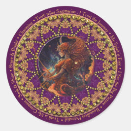 Sunflower Astro Sagittarius Zodiac Affirmations Ronde Sticker