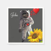 Sunflower Astronaut Paper Napkins Servet (Voorkant)