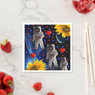 Sunflower Astronaut Paper Napkins Servet