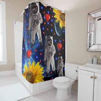 Sunflower Astronaut Showgordijn Douchegordijn