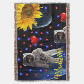 Sunflower Astronaut Throw Blanket Deken (Voorkant Verticaal)