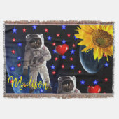 Sunflower Astronaut Throw Blanket Deken (Voorkant)