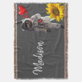 Sunflower Astronaut Throw Blanket Deken (Voorkant Verticaal)