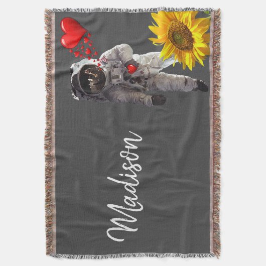 Sunflower Astronaut Throw Blanket Deken (Voorkant Verticaal)