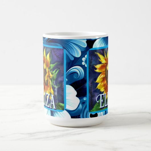 Sunflower at Night Flower Floral Personalized Koffiemok (Center)