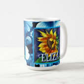 Sunflower at Night Flower Floral Personalized Koffiemok (Voorkant rechts)
