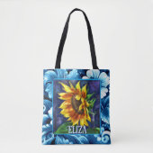 Sunflower at Night Flower Floral Personalized Tote Bag (Voorkant)
