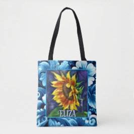 Sunflower at Night Flower Floral Personalized Tote Bag