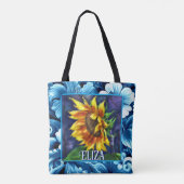Sunflower at Night Flower Floral Personalized Tote Bag (Achterkant)