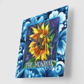 Sunflower at Night Flower Floral Personalized Vierkante Klok (Hoek)