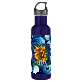 Sunflower at Night Flower Floral Personalized Waterfles