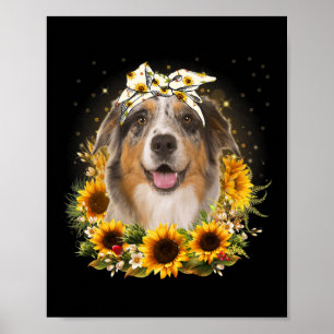 Sunflower Australian Shepherd Dog Moederdag voor Poster