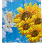 Sunflower Baby Angel Floral Showgordijn Douchegordijn (Voorkant)