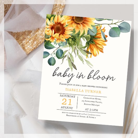 Sunflower Baby shower Budget Invitation