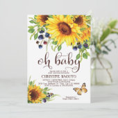 Sunflower Baby shower Invitation Elegant Boho Kaart (Staand voorkant)