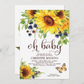 Sunflower Baby shower Invitation Elegant Boho Kaart (Voorkant / Achterkant)