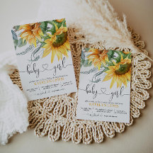Sunflower Baby shower Invitation for a Girl