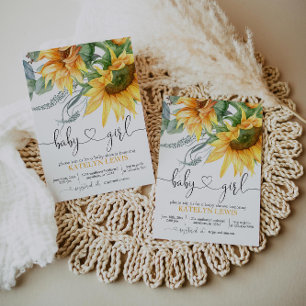 Sunflower Baby shower Invitation for a Girl Kaart