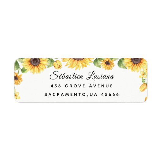 Sunflower Baby shower Retouradres Etiket (Voorkant)