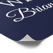 Sunflower Baby shower Rustic Navy Welkomstbord Poster (Hoek)