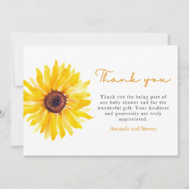 Sunflower Baby Shower Thank You Card Bedankkaart