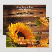 Sunflower Baby Shower-uitnodigingen, Land Herfst Kaart (Voorkant / Achterkant)
