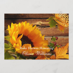 Sunflower Baby Shower-uitnodigingen, Land Herfst Kaart