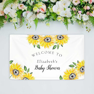 Sunflower Baby shower Welkomstteken Achtergrond af Spandoek