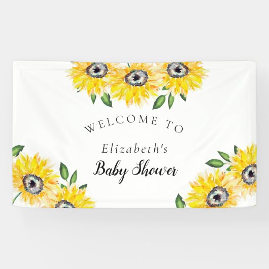 Sunflower Baby shower Welkomstteken Achtergrond af Spandoek