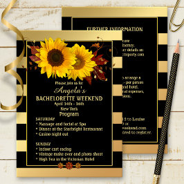 Sunflower Bachelorette Weekend Programme Uitnodigi Kaart