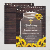 Sunflower Baptisme Cross Christening Wood Jar Kaart (Voorkant / Achterkant)