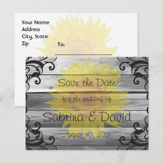 Sunflower Barn Wood Collectie Save the Date Aankondigingskaart (Voorkant / Achterkant)