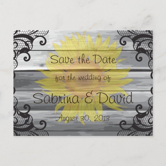 Sunflower Barn Wood Collectie Save the Date Aankondigingskaart (Voorkant)