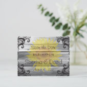 Sunflower Barn Wood Collectie Save the Date Aankondigingskaart (Staand voorkant)